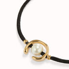 Black cord bracelet with a pearl